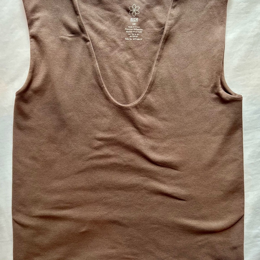 Aura Tan Fitted Sleeveless Tank Top